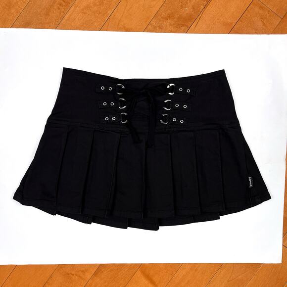 Rare Tripp NYC Black Corset Lace Up Pleated Mini Skirt Size Small Goth Hot Topic - Picture 12 of 13